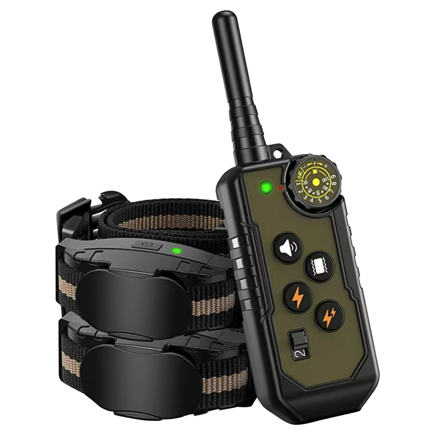 ObeTrainy Dog training collar with remote control on a white background