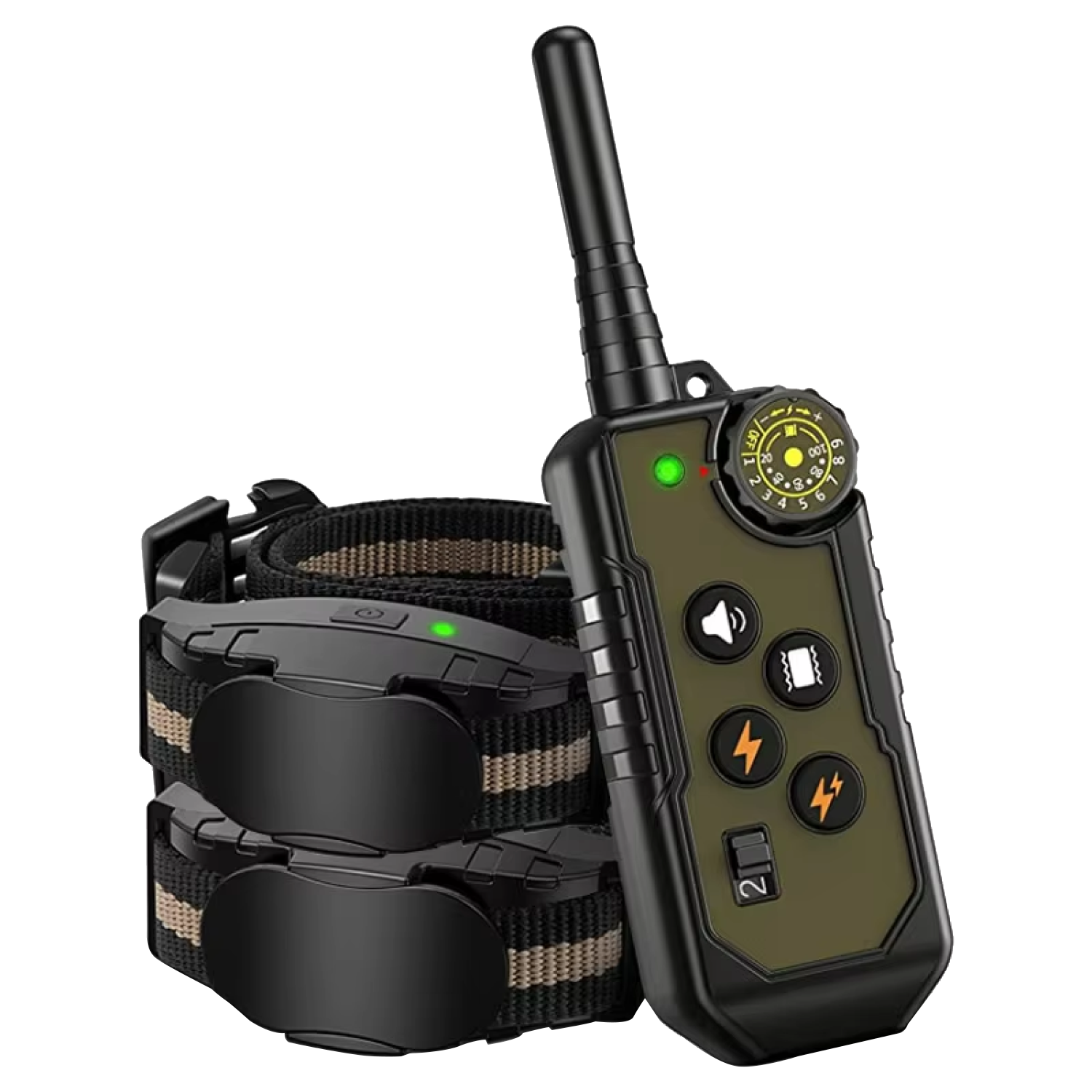 ObeTrainy Dog training collar with remote control on a white background