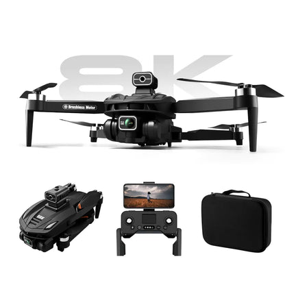 Black valis Drone with accessories on a white background, featuring '8K' text.